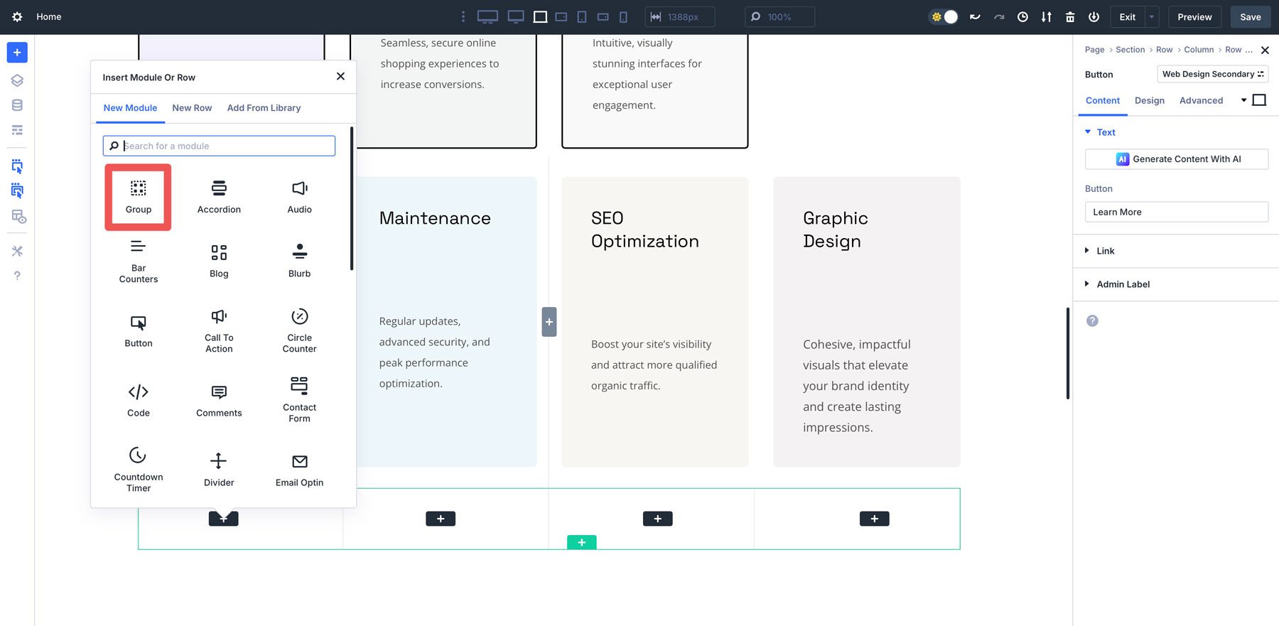DIVI 5モジュールグループ