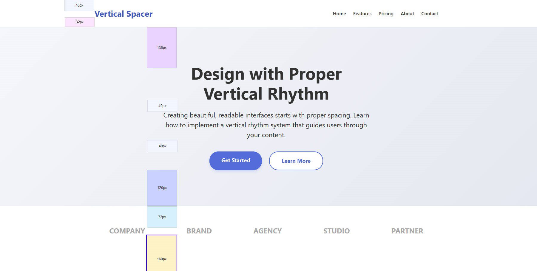 Contoh jarak vertikal dalam desain web