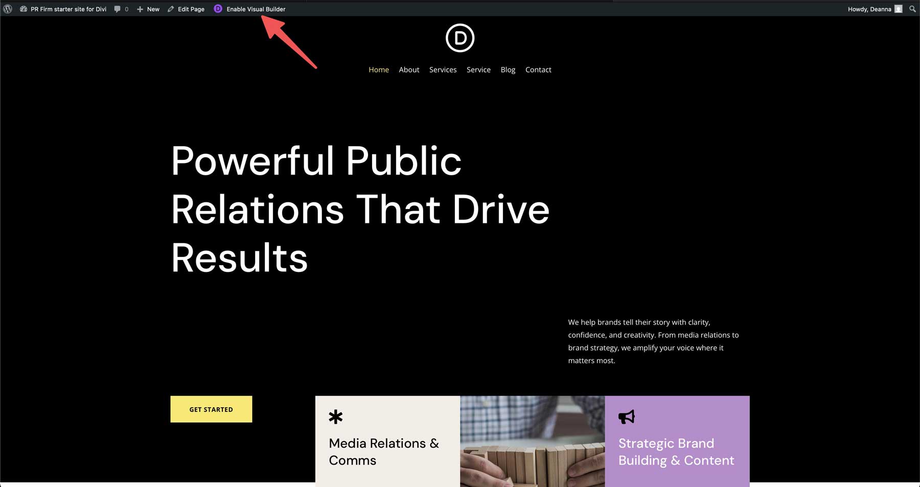 DiviのPR会社のスターターサイト