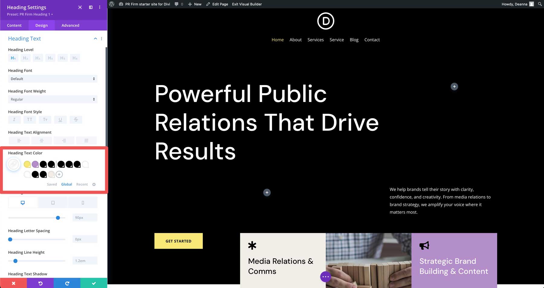 DiviのPR会社のスターターサイト