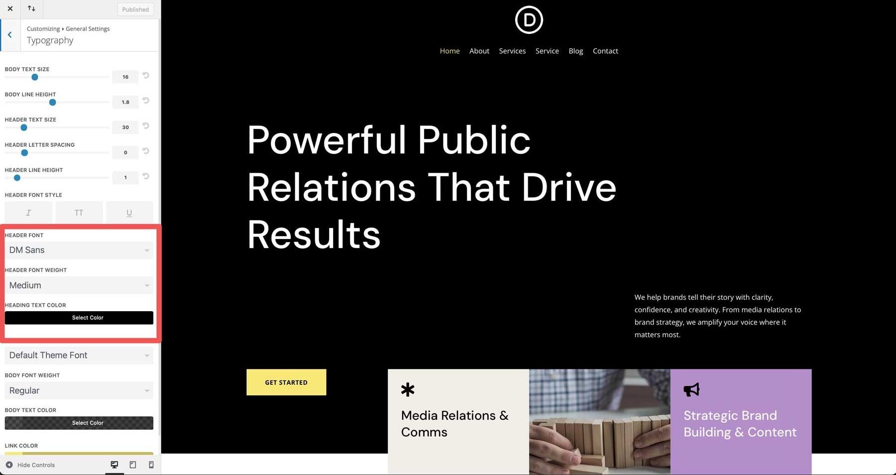 DiviのPR会社のスターターサイト