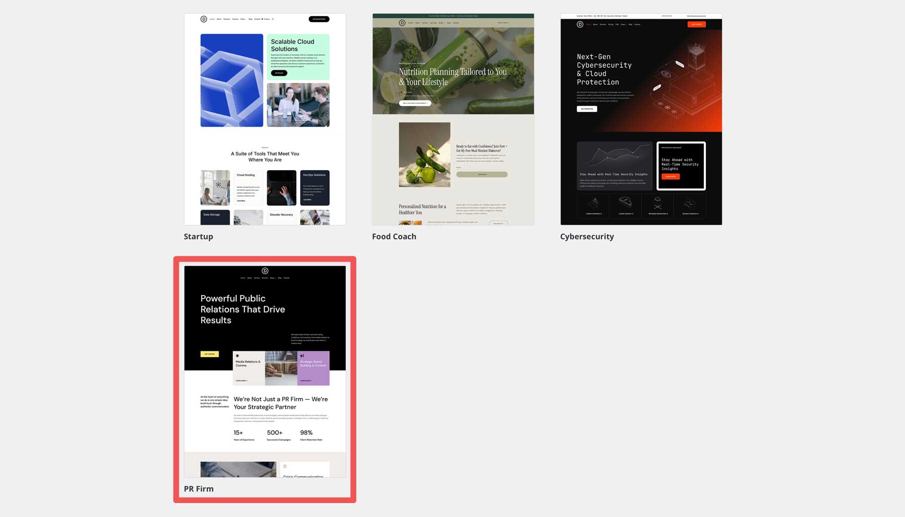 DiviのPR会社のスターターサイト