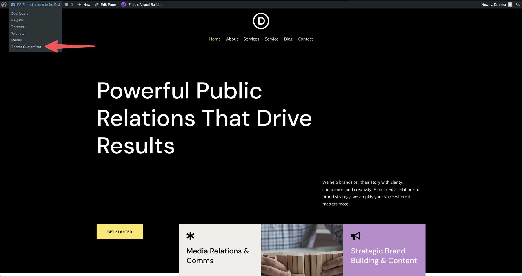 DiviのPR会社のスターターサイト