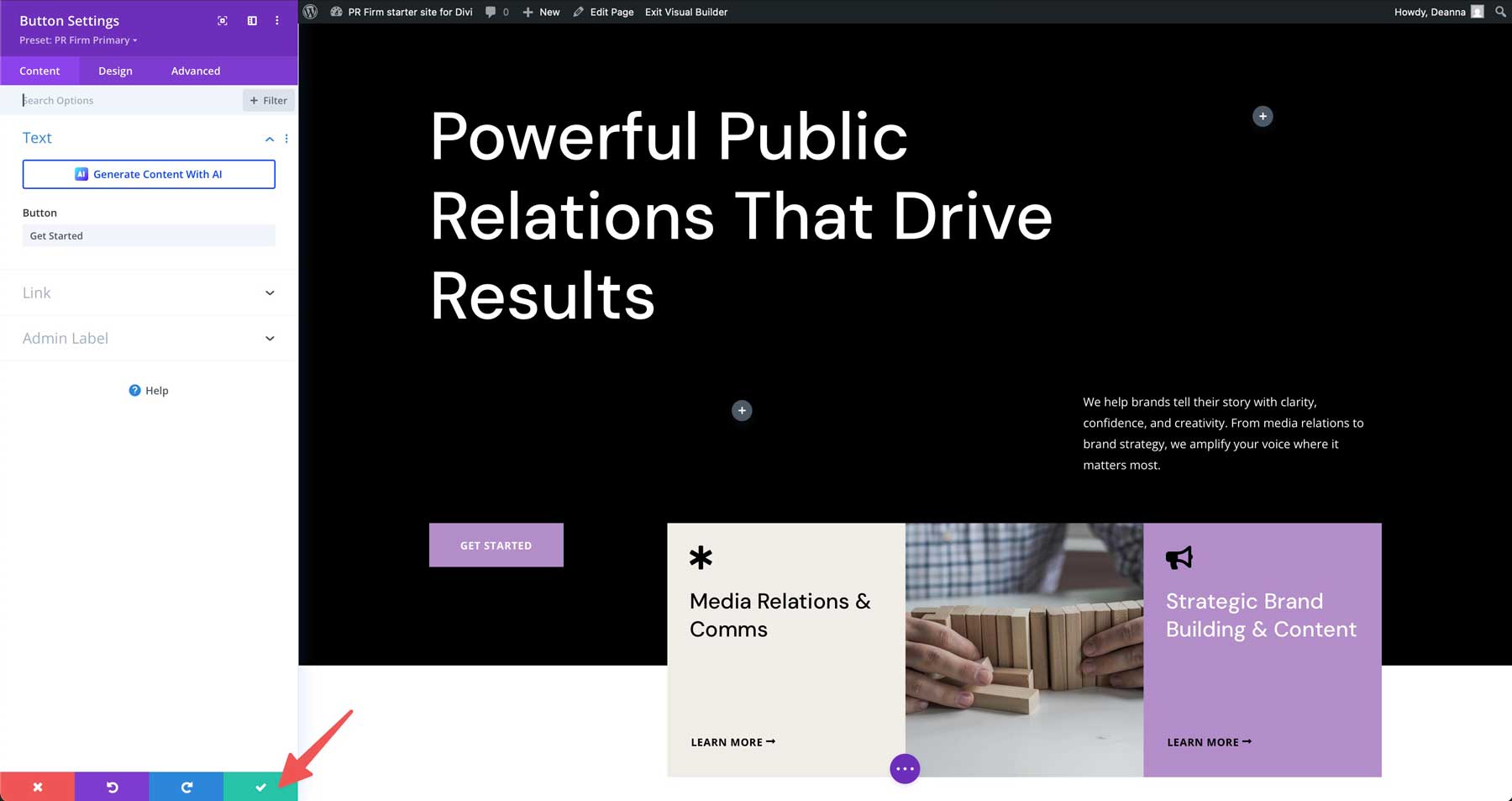 DiviのPR会社のスターターサイト