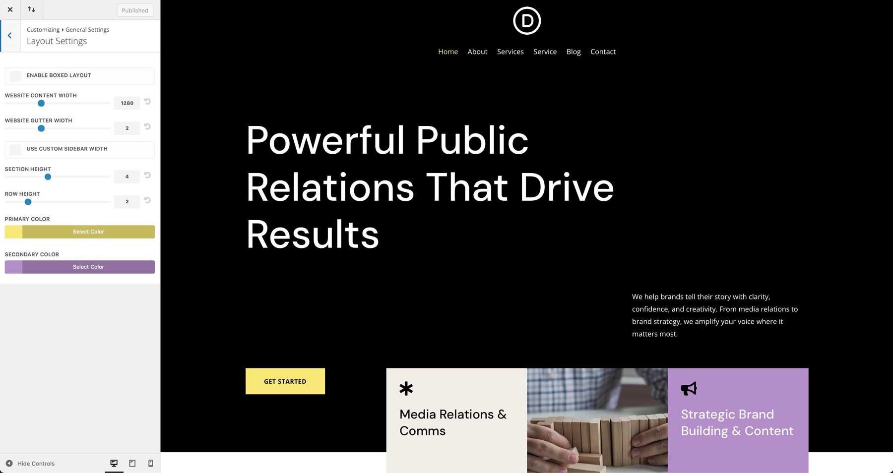 DiviのPR会社のスターターサイト