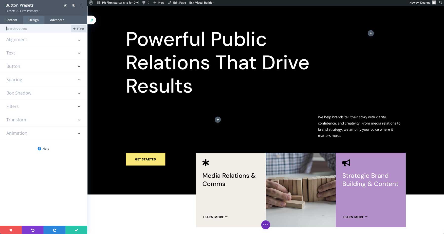 DiviのPR会社のスターターサイト