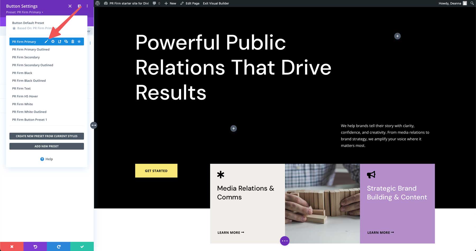 DiviのPR会社のスターターサイト