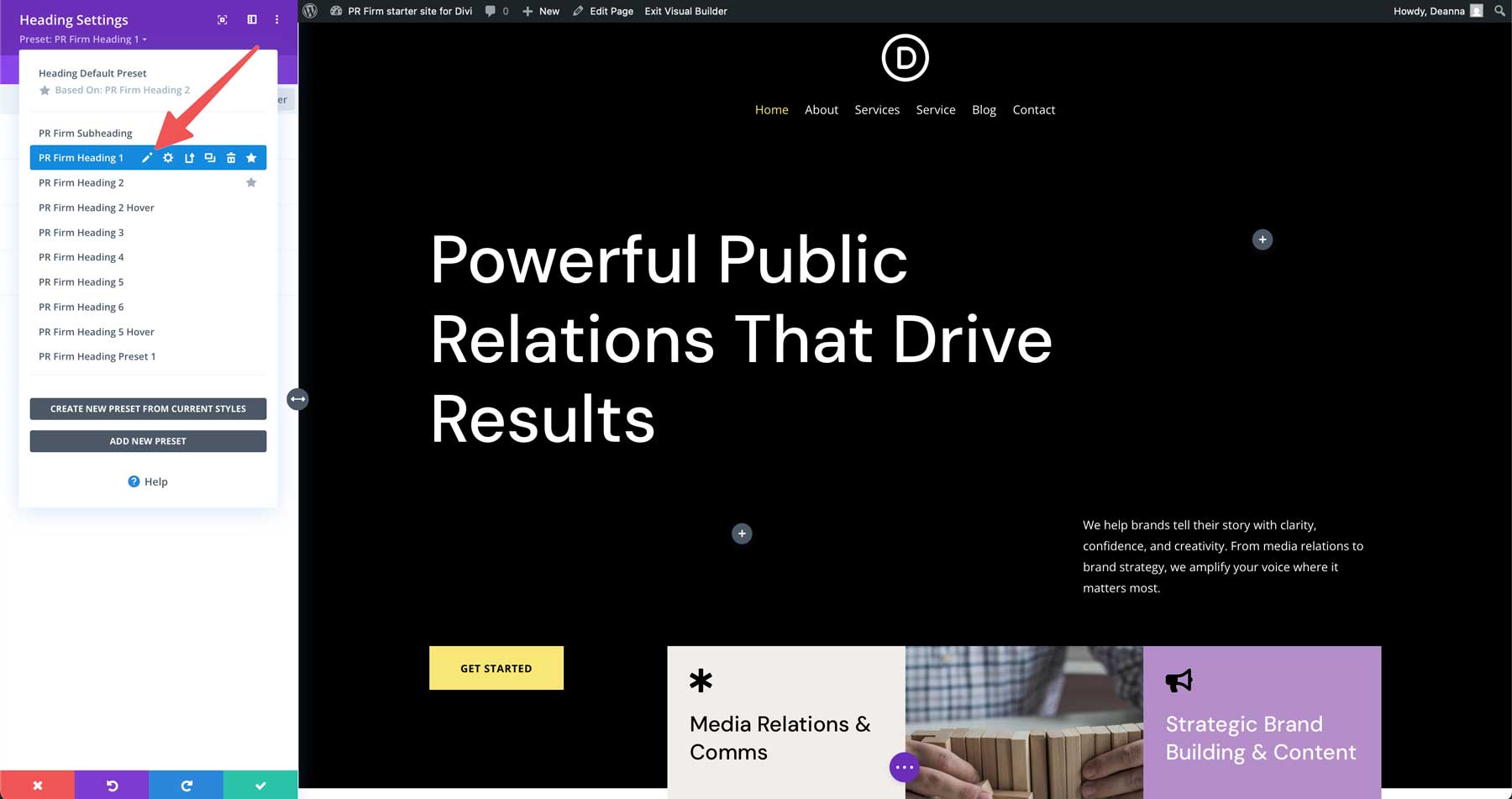 DiviのPR会社のスターターサイト