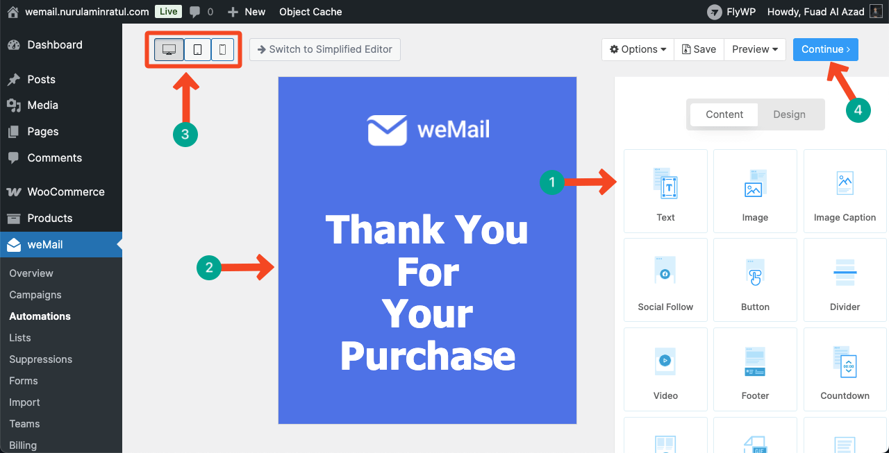 WooCommerce Automation Emailテンプレートを編集します