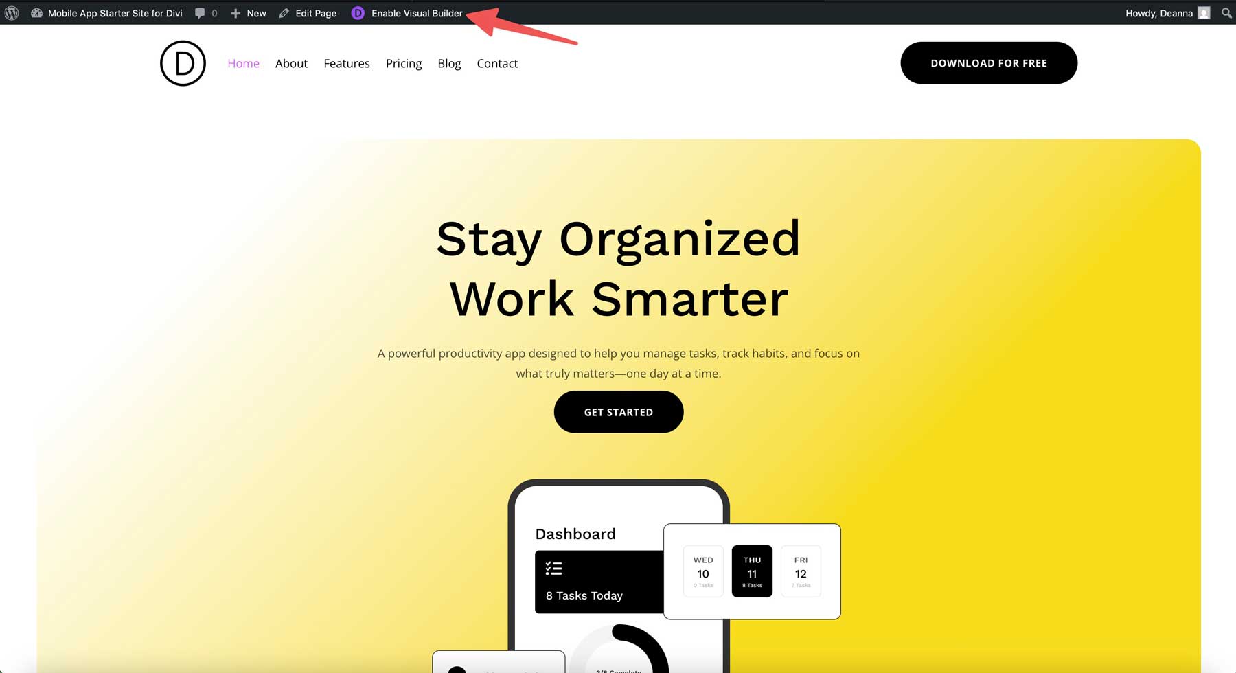 Situs starter aplikasi seluler untuk divi