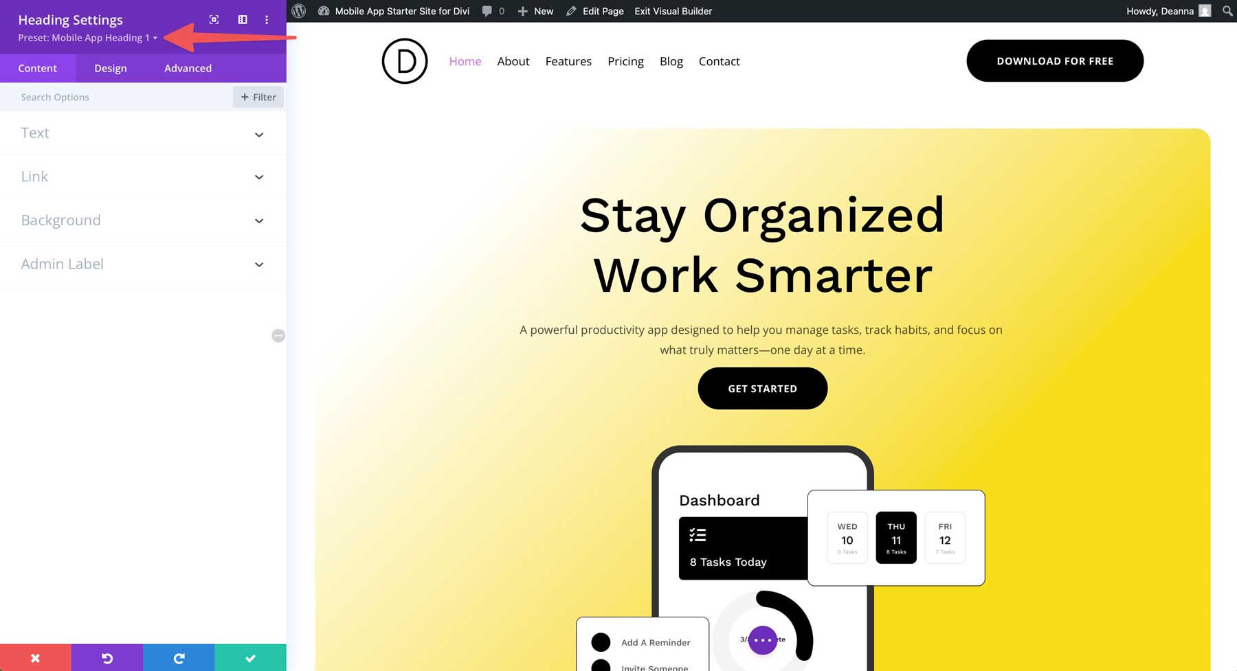 Situs starter aplikasi seluler untuk divi