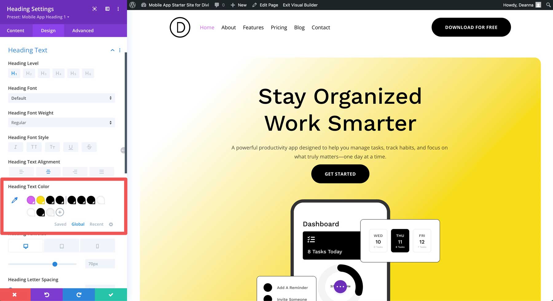 Situs starter aplikasi seluler untuk divi