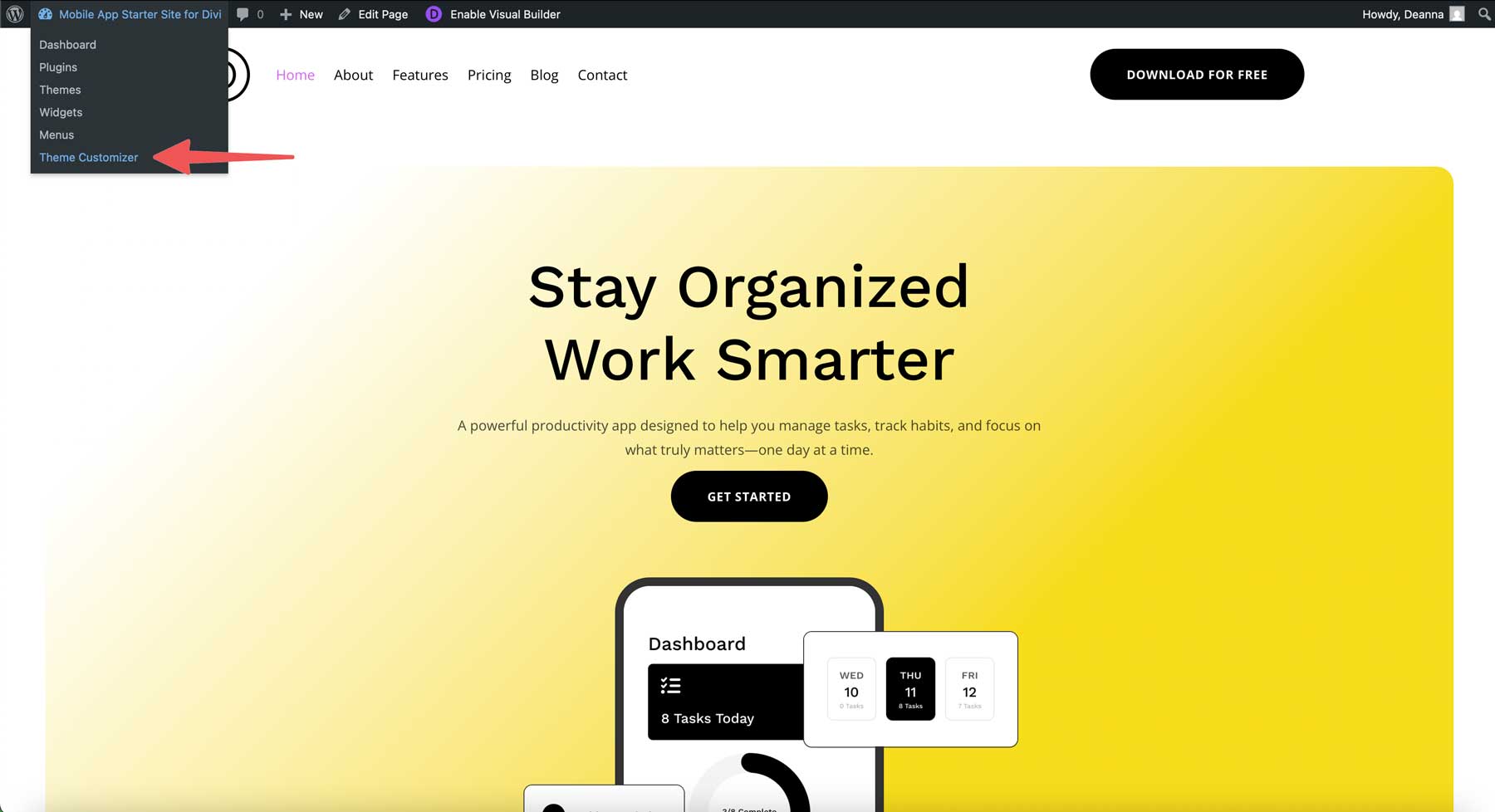 Situs starter aplikasi seluler untuk divi