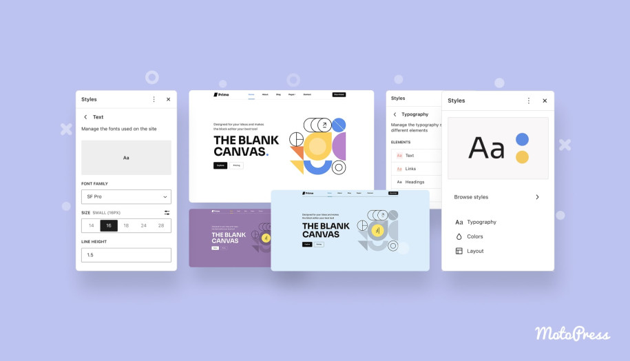Estilos globais e variações de estilo global para o WordPress.