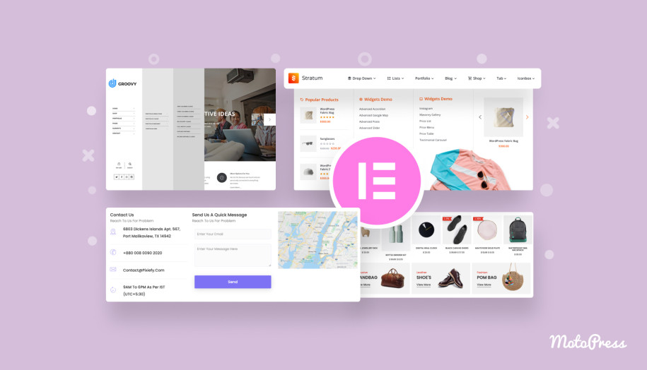 Colagem dos melhores admote de menu Elementor.