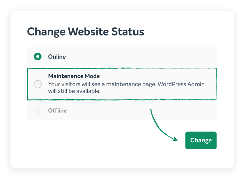Contoh cara menempatkan situs ke dalam mode pemeliharaan di EasyWP.