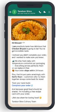 WhatsApp Przypomnienie o zamówienie Tandoor Biryani