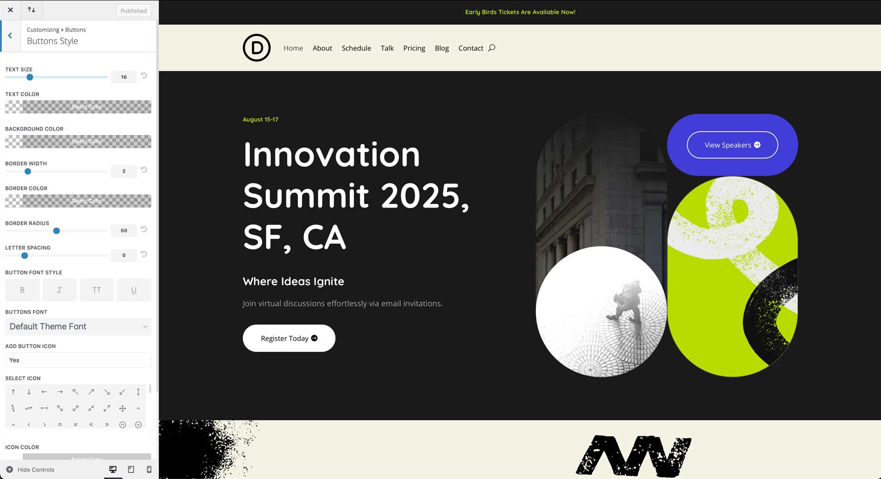 Sito di avviamento Meetup per Divi