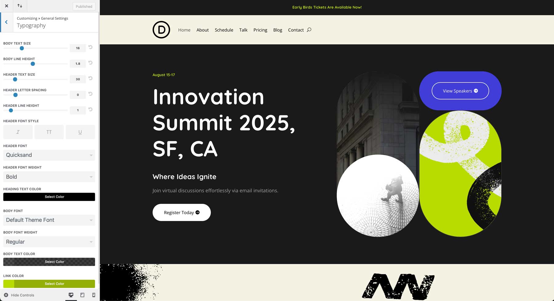 Sito di avviamento Meetup per Divi