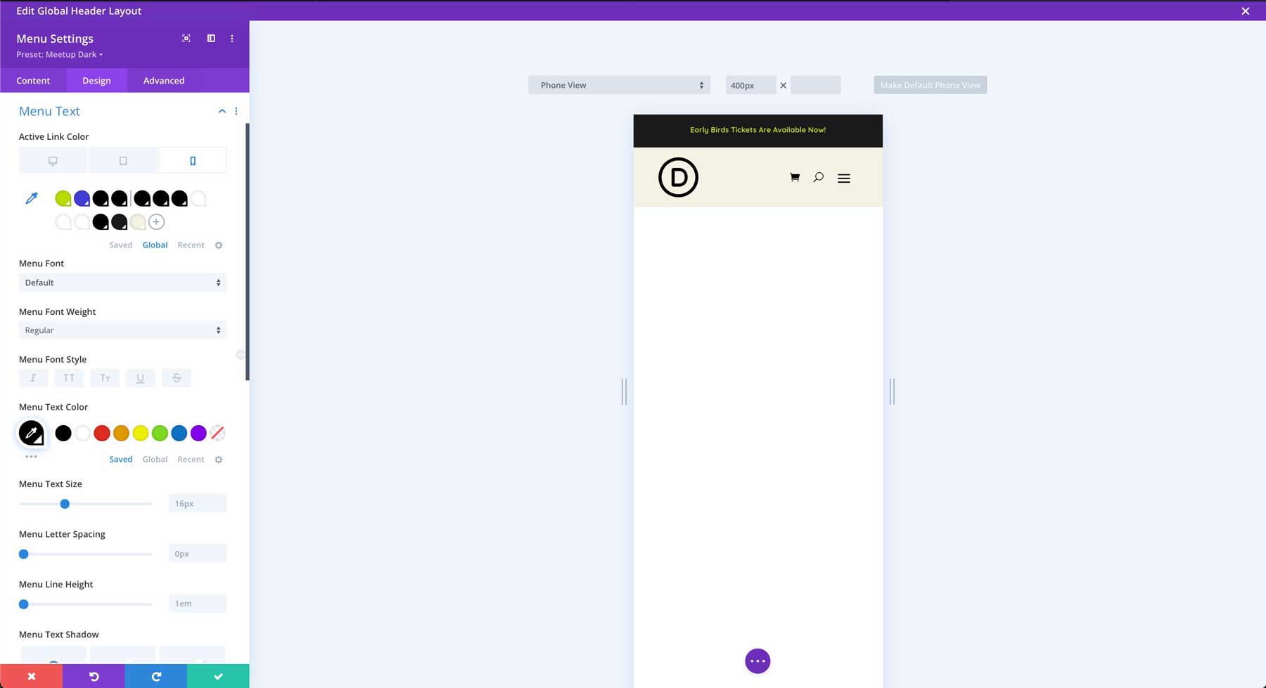 Sito di avviamento Meetup per Divi