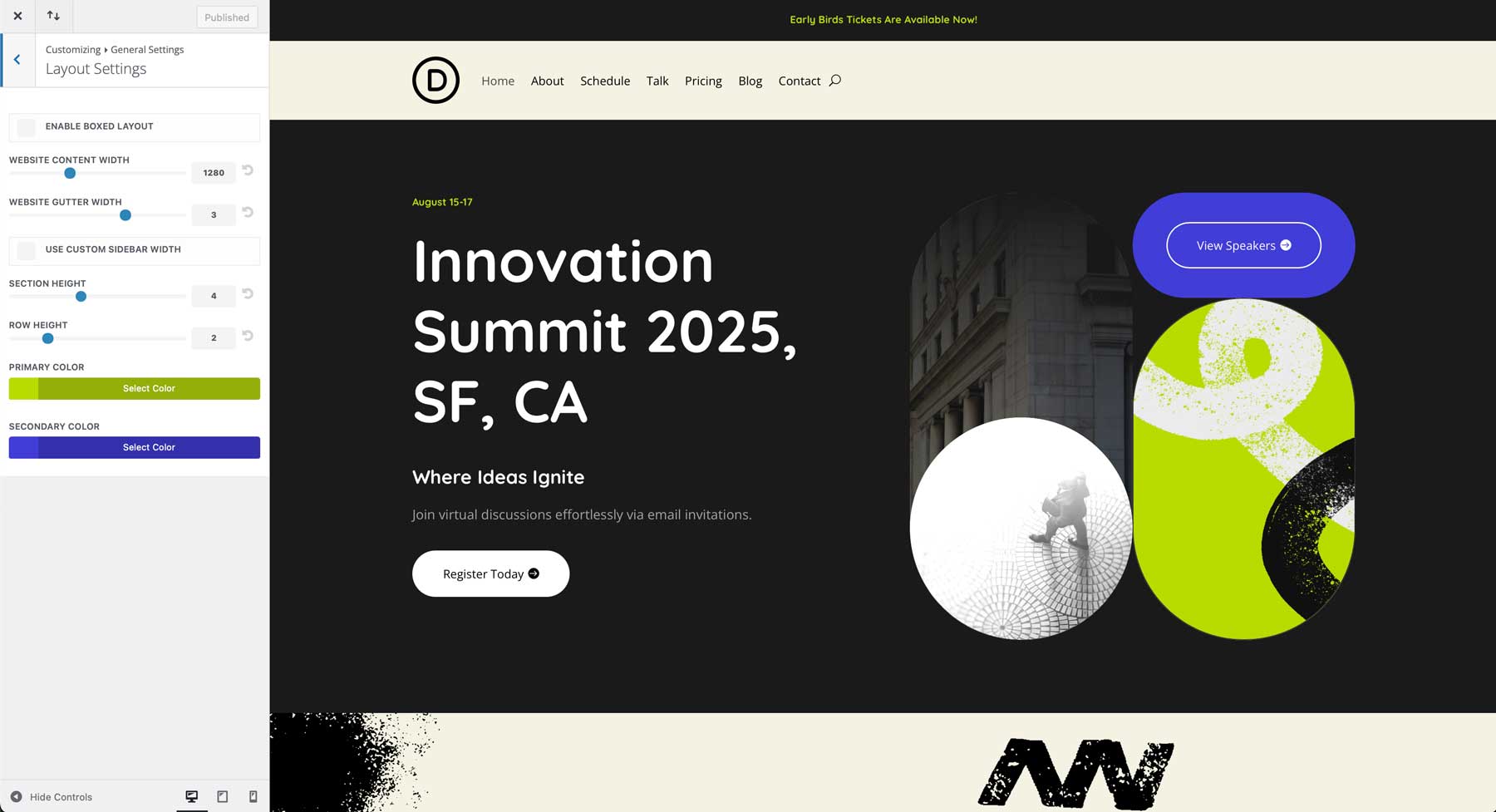 Sito di avviamento Meetup per Divi