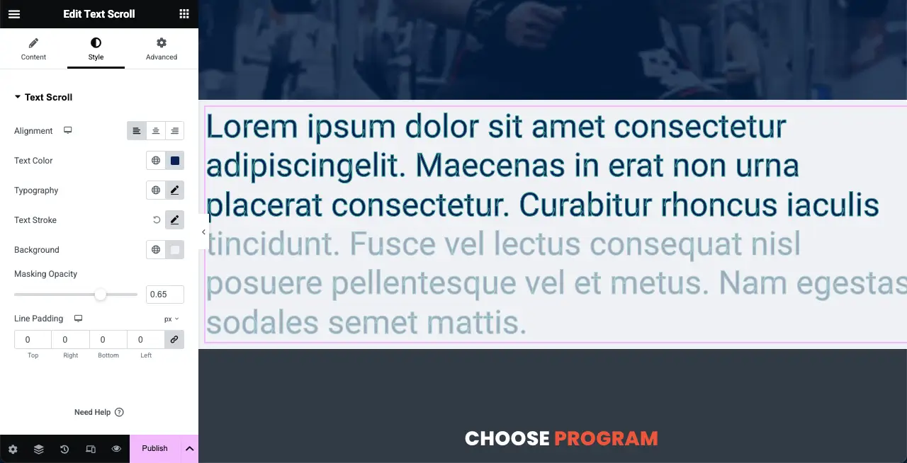 Elementor 8を使用してWordPressにスクロールテキストを追加する方法 Stylized the text scroll widget