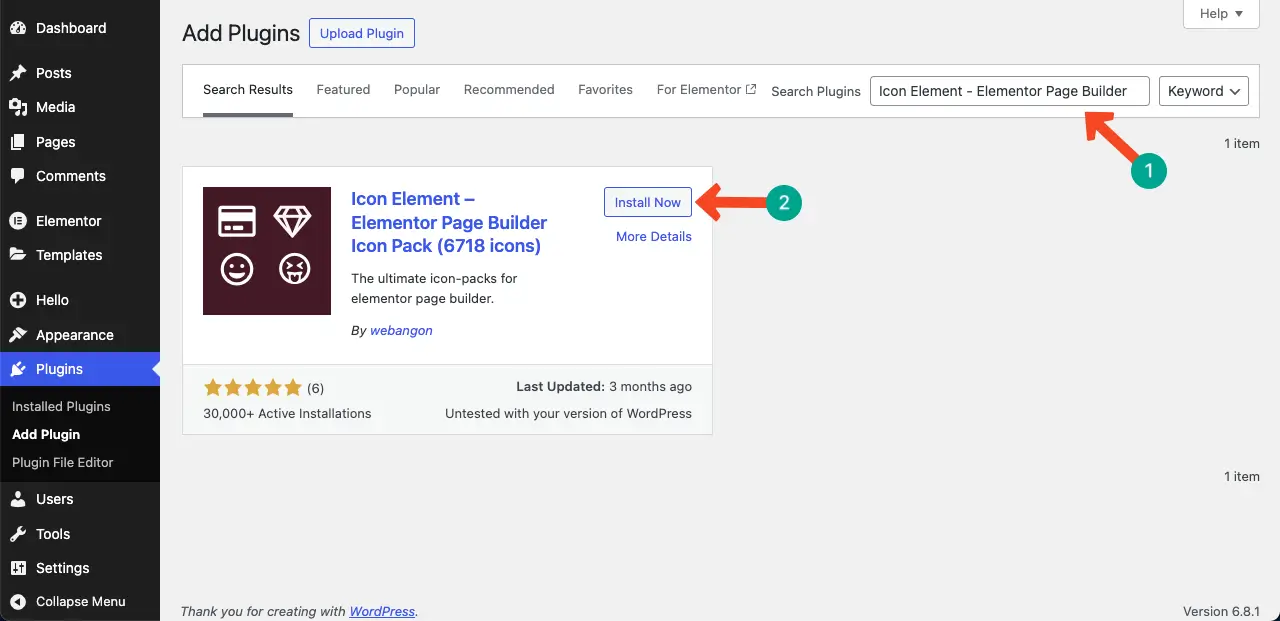 Install the Icon Element plugin