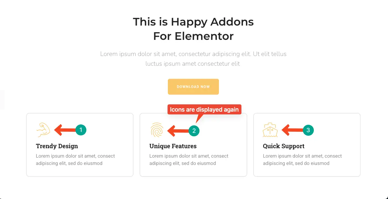 Check icons on the frontend again