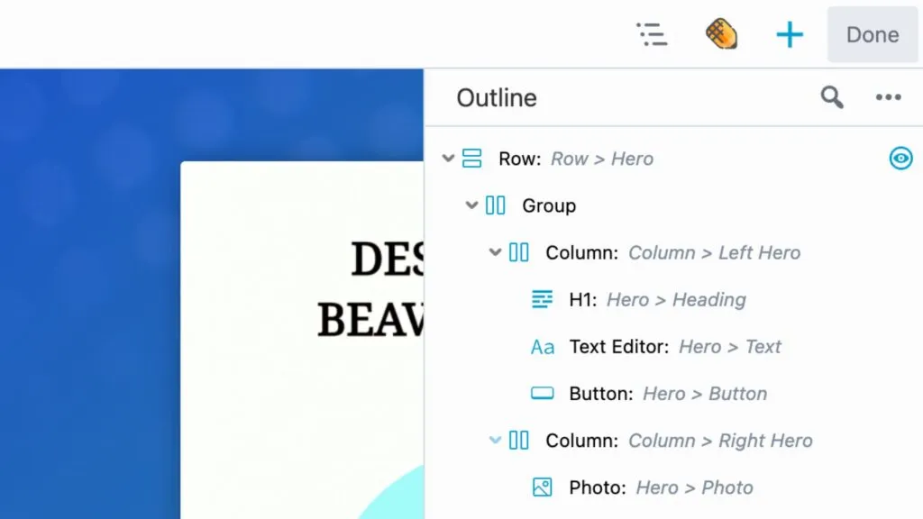 Beaver Builderアウトラインパネルラベル