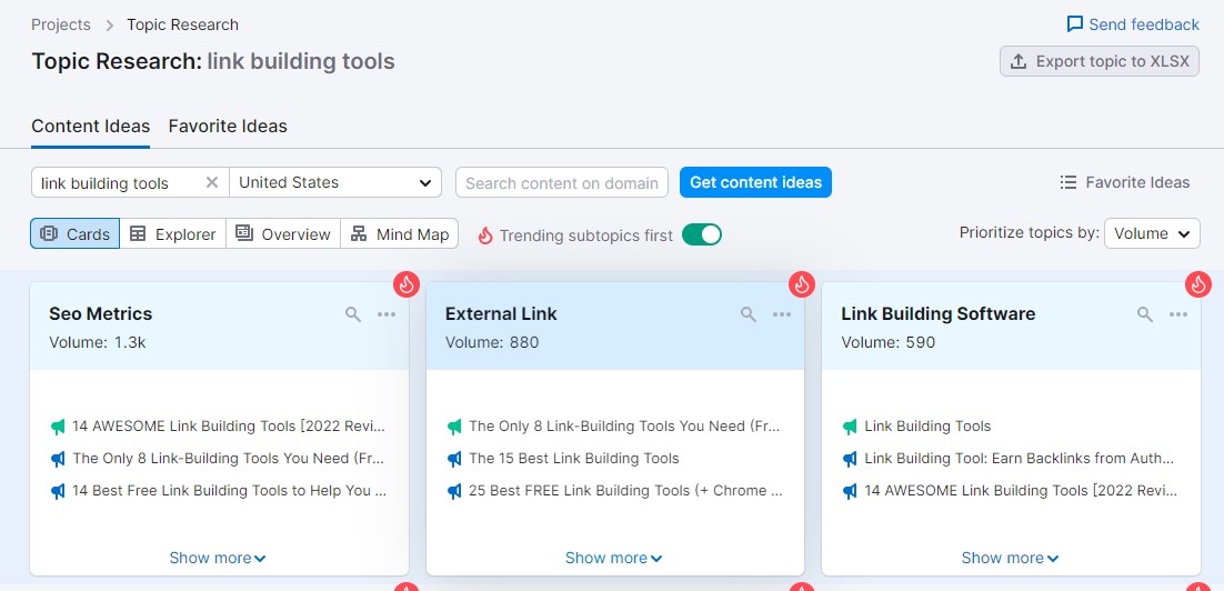 Semrush Topic Research