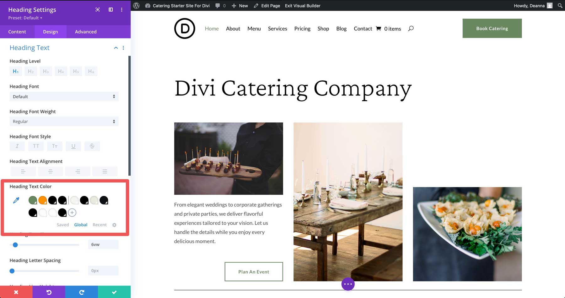 ไซต์เริ่มต้นสำหรับ Divi