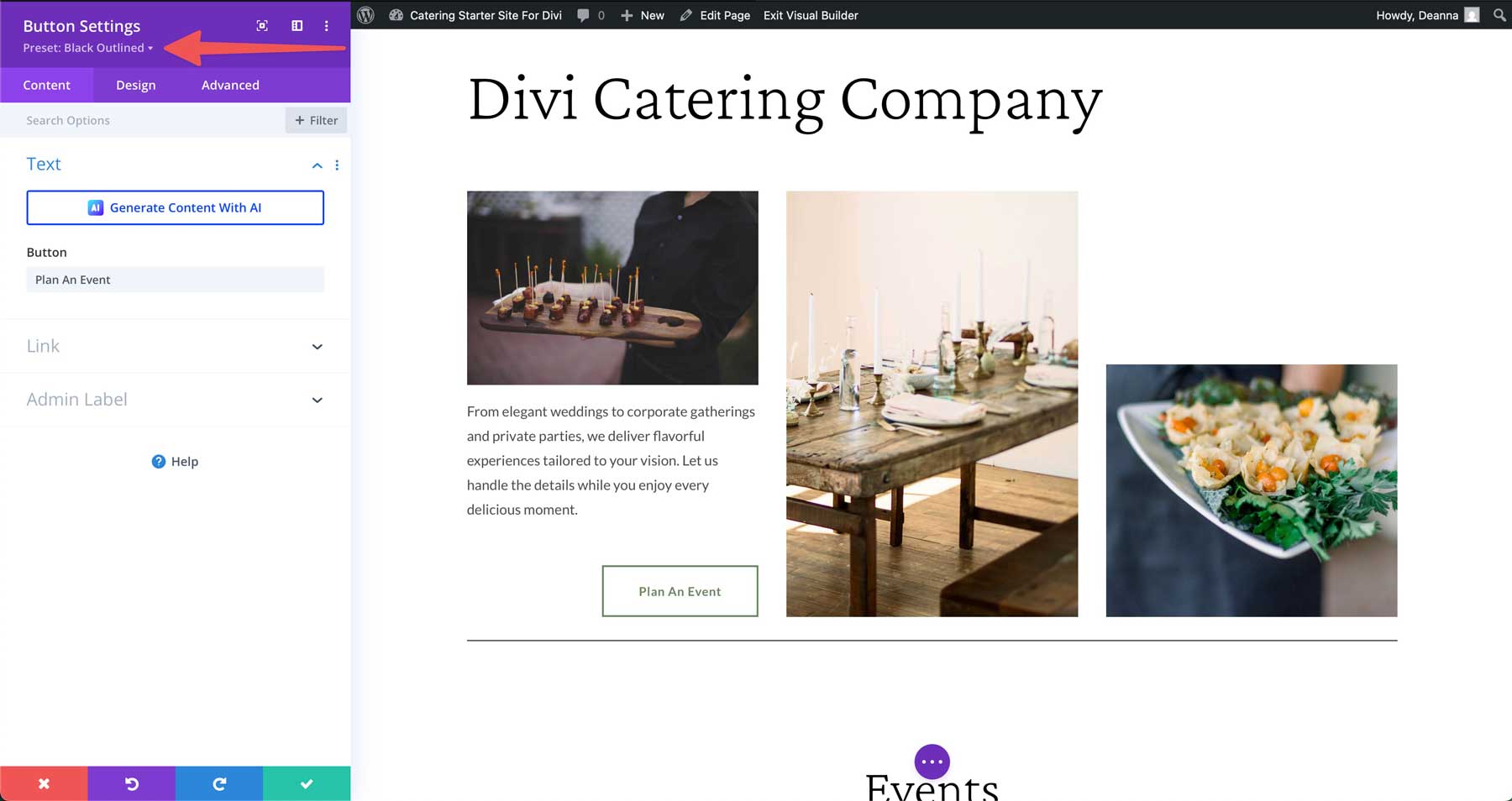ไซต์เริ่มต้นสำหรับ Divi