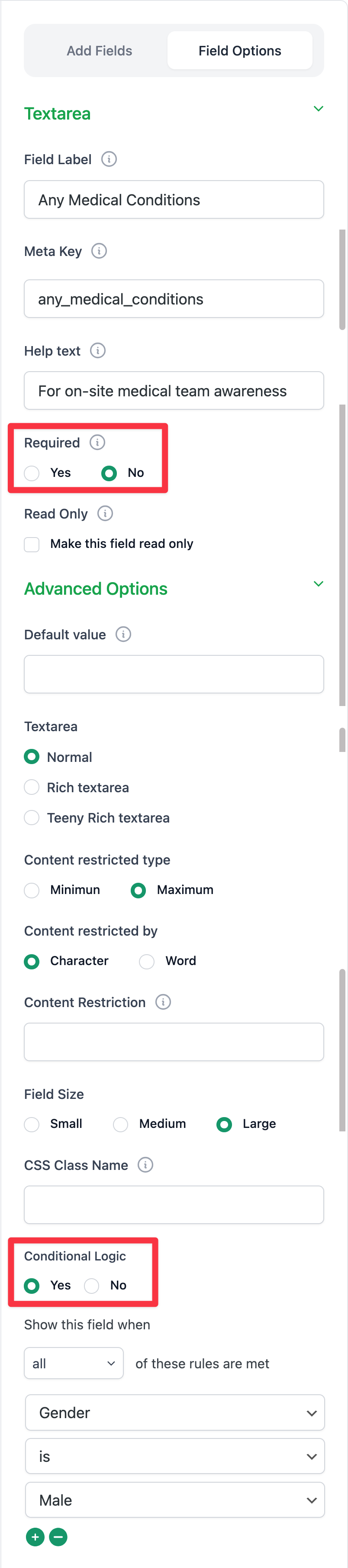 Configurar los campos para la personalización