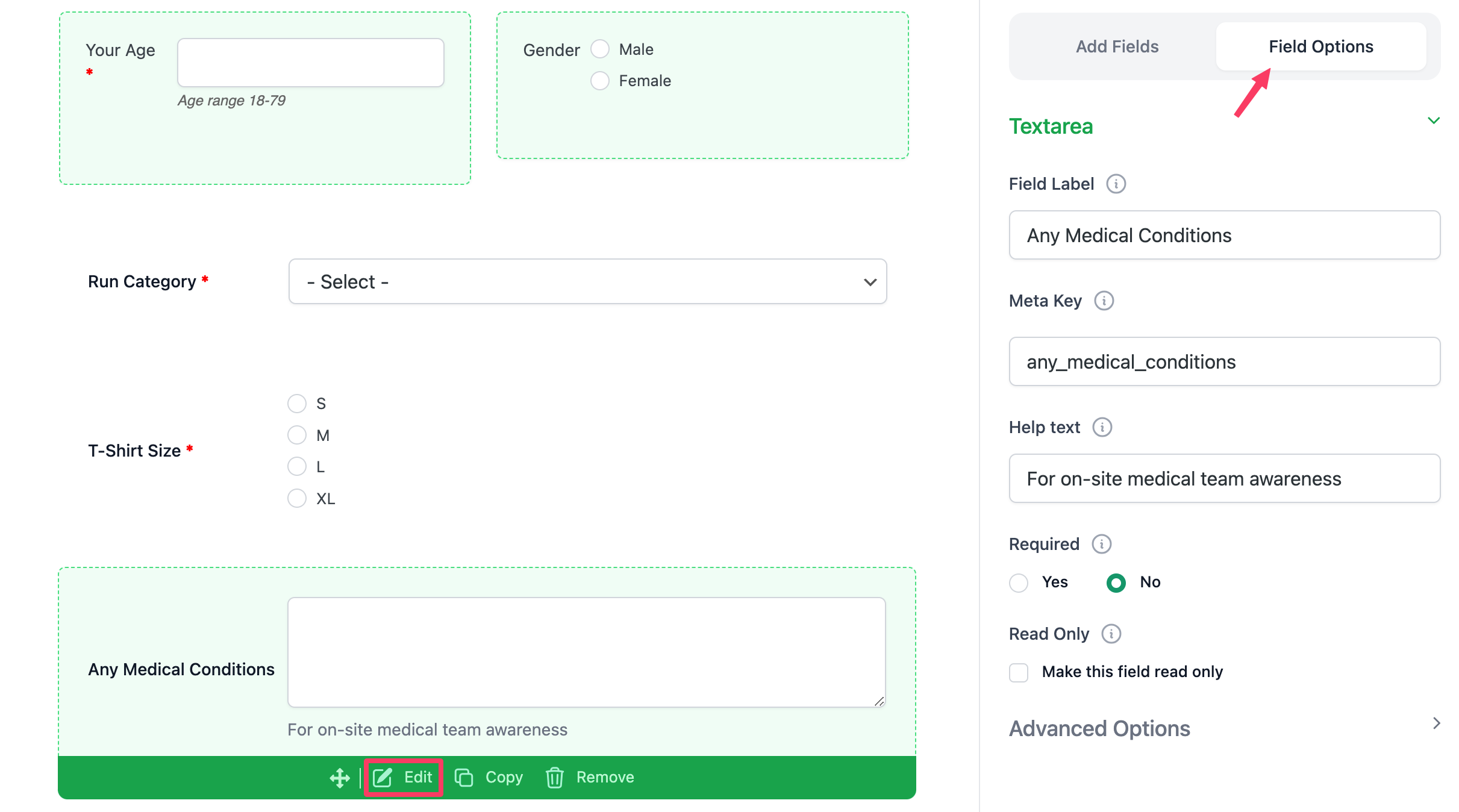 Configurar los campos para la personalización