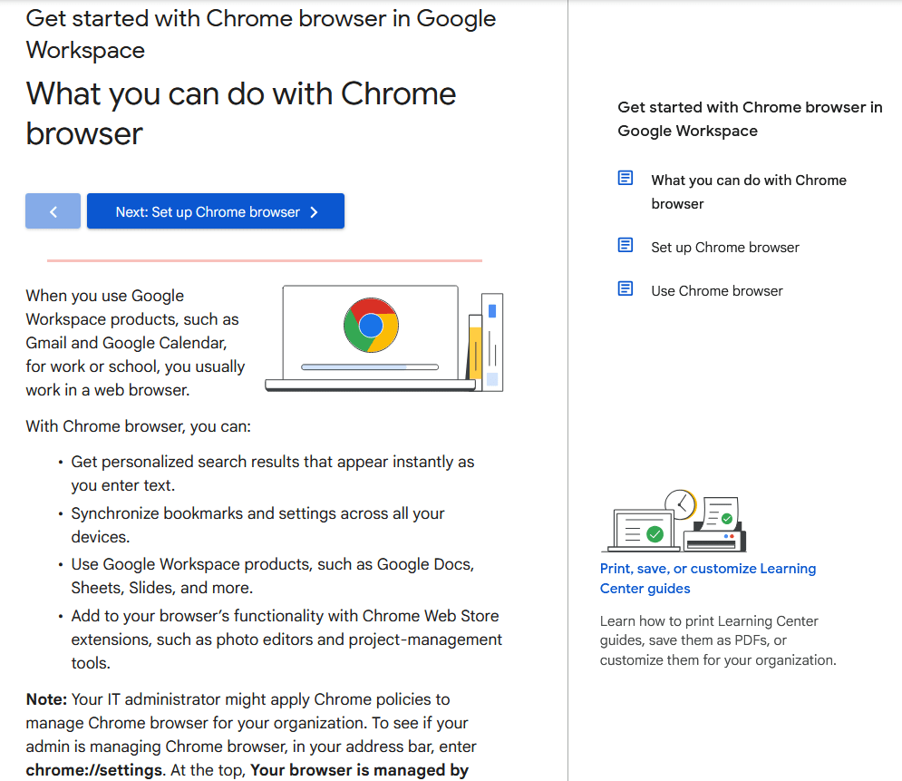 Example of Google Chrome Brief Overview