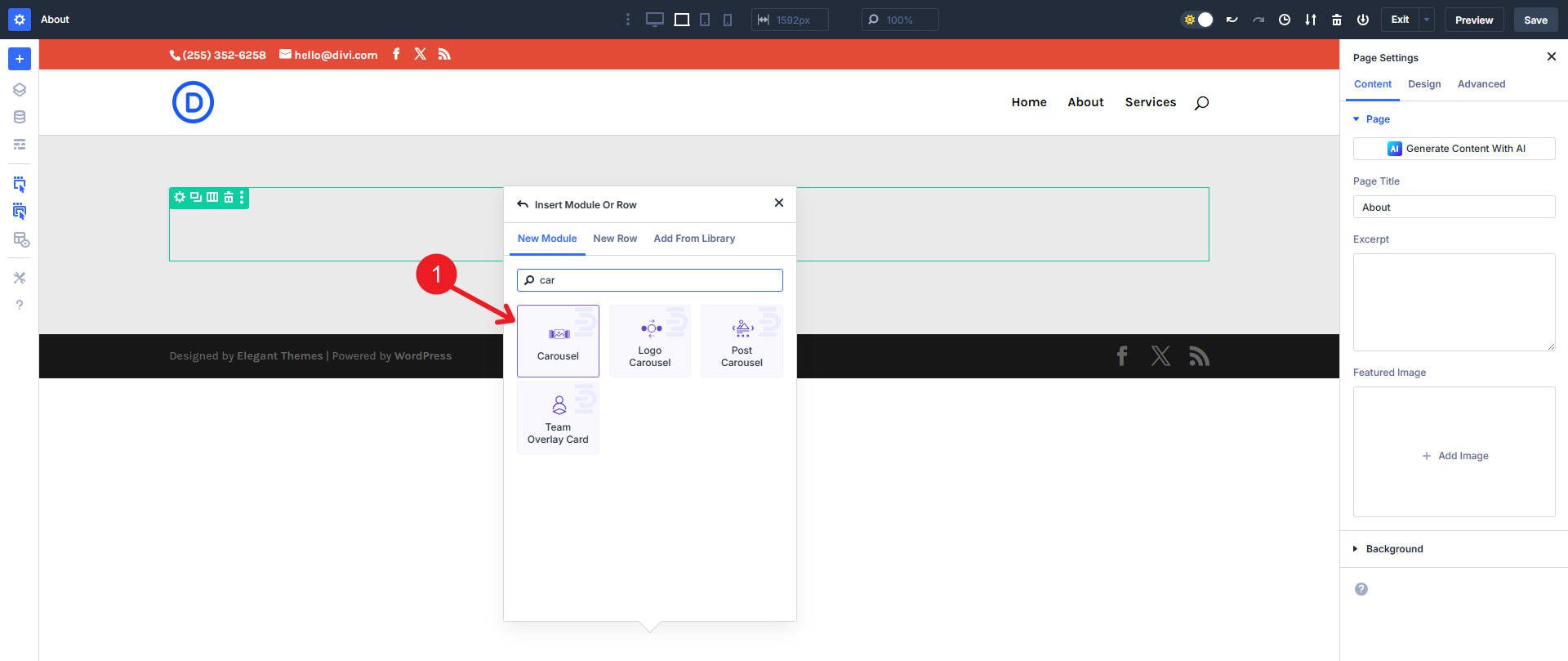 ページにカルーセルモジュールを追加-Divi5でDivi Essential