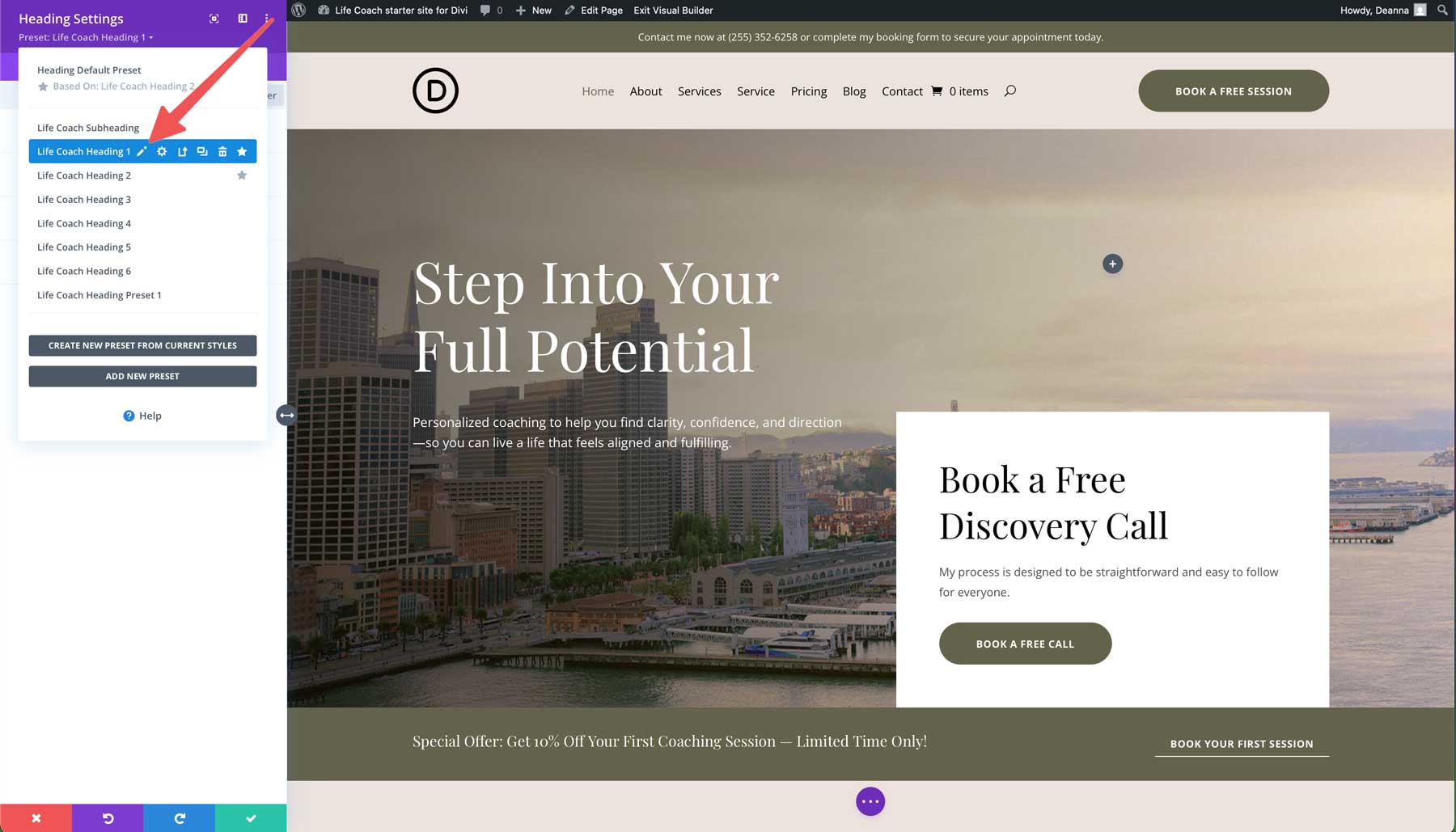 Life Coach Starter Site für Divi