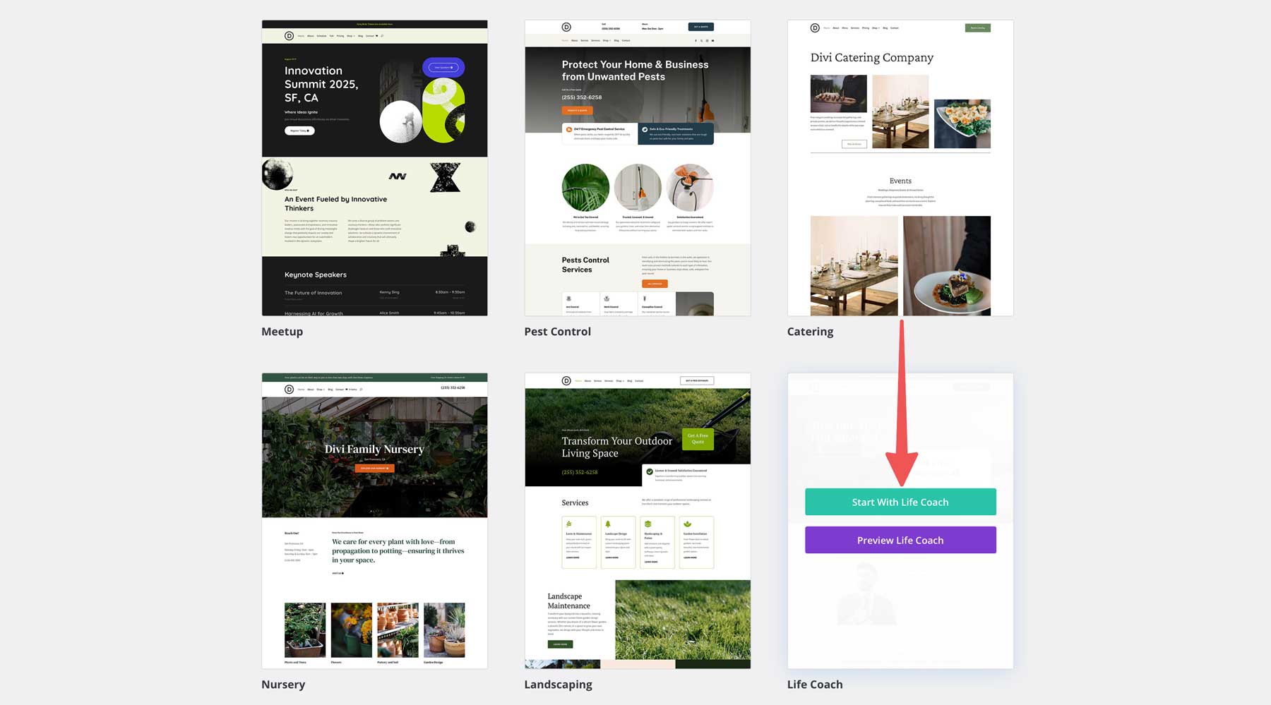 Life Coach Starter Site für Divi