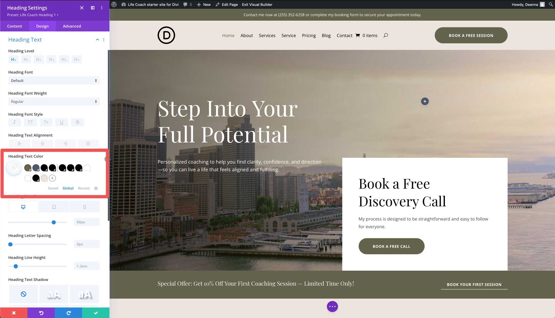Life Coach Starter Site für Divi
