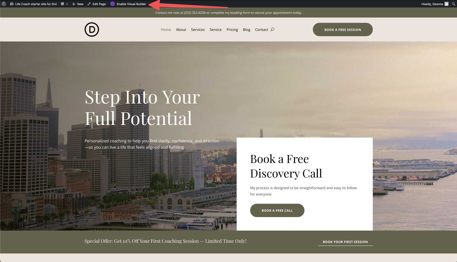Life Coach Starter Site für Divi