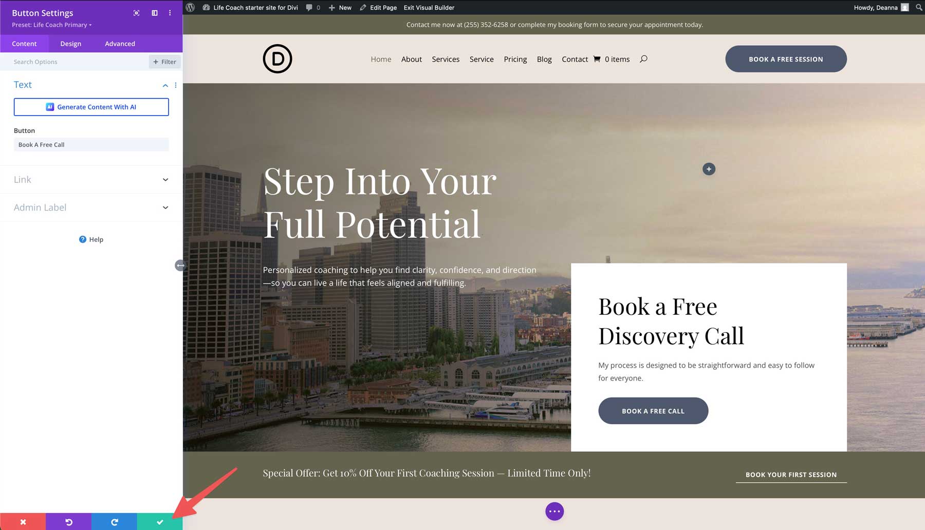 Life Coach Starter Site für Divi