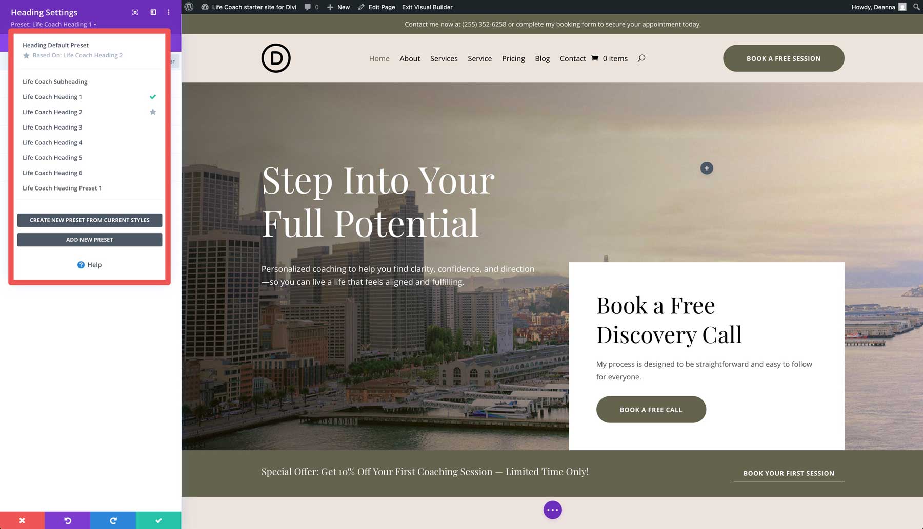 Life Coach Starter Site für Divi