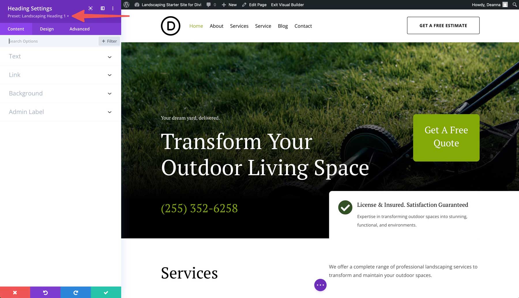 Situs starter lansekap untuk Divi