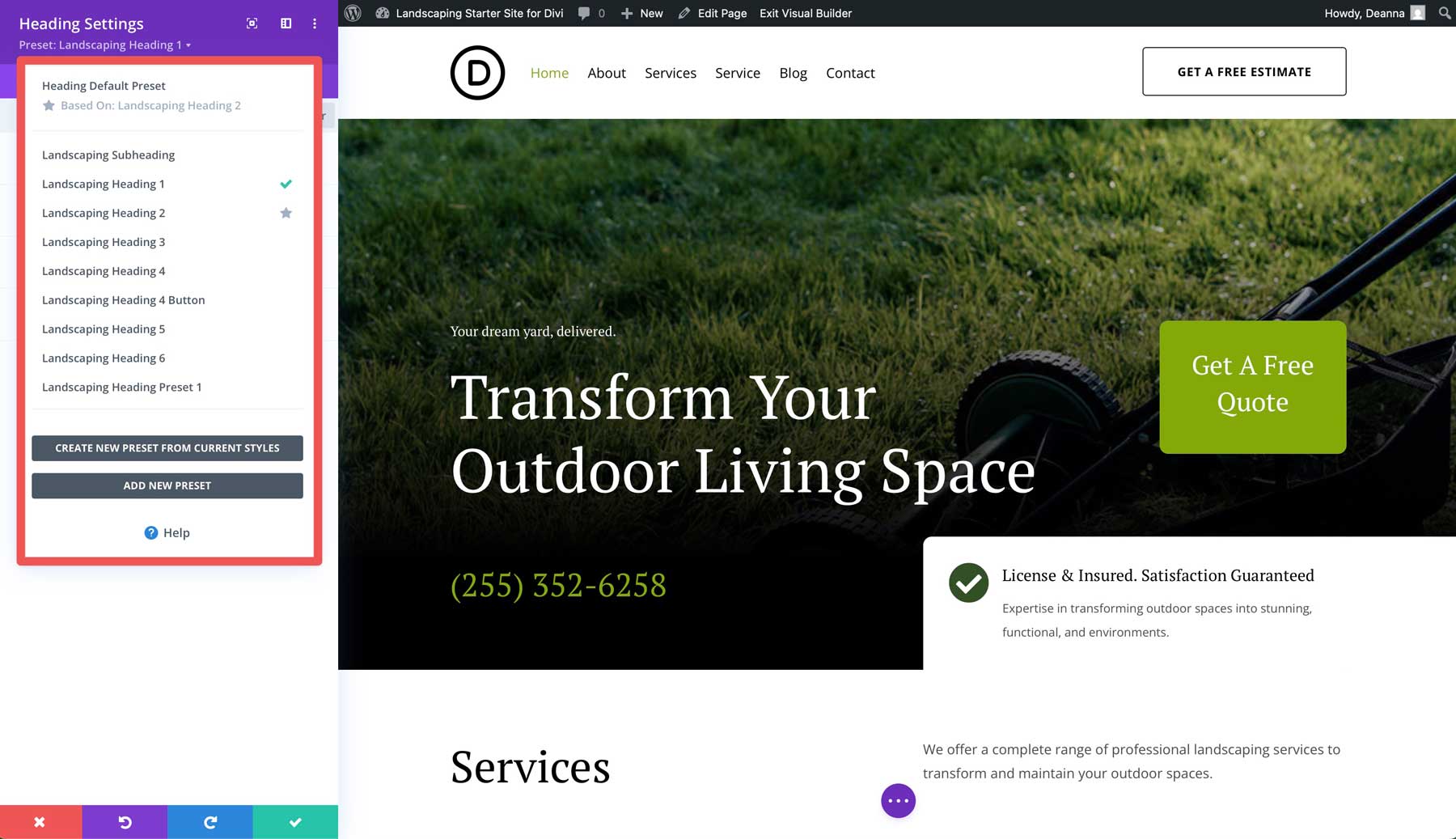 Situs starter lansekap untuk Divi
