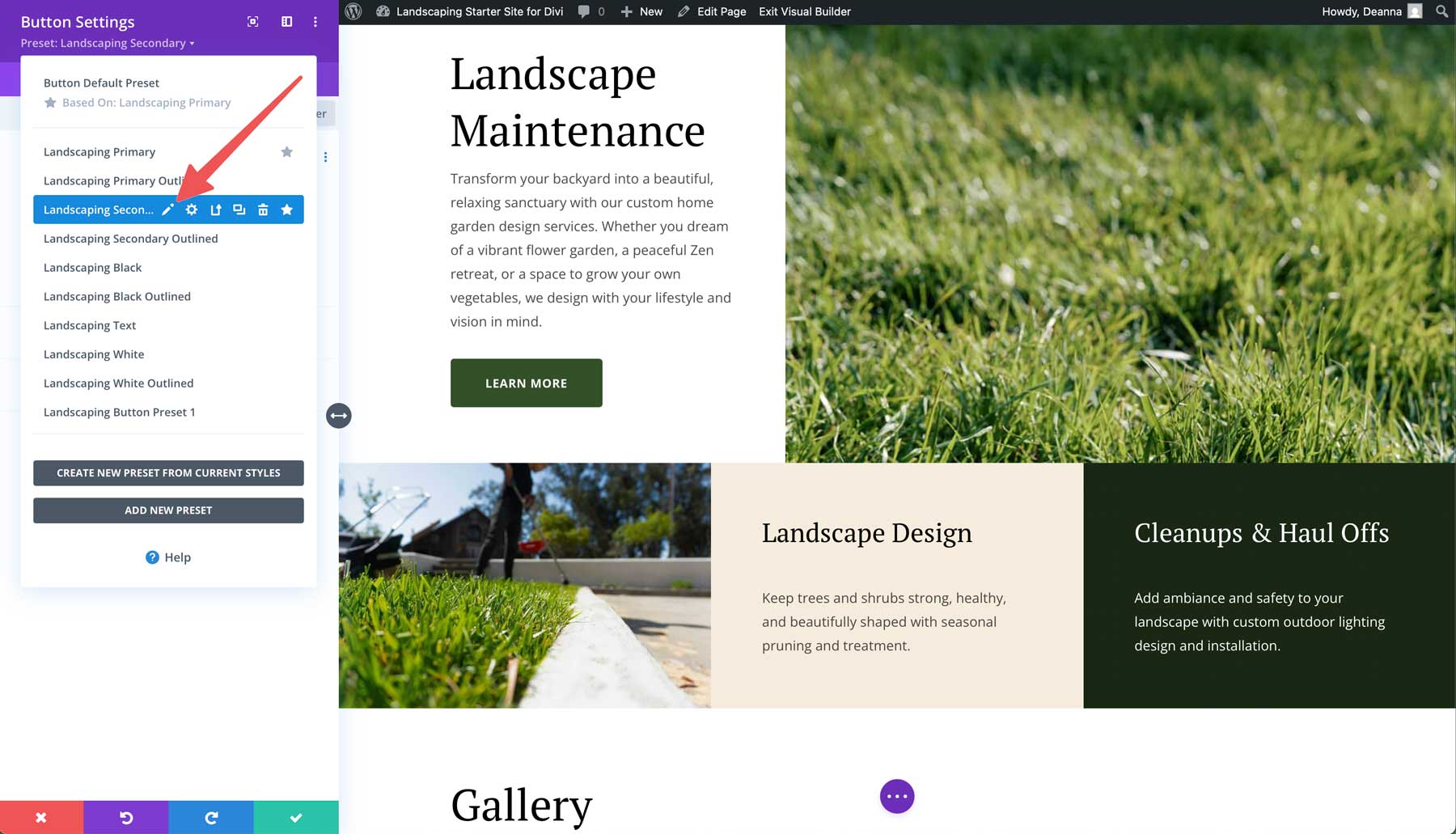 Situs starter lansekap untuk Divi