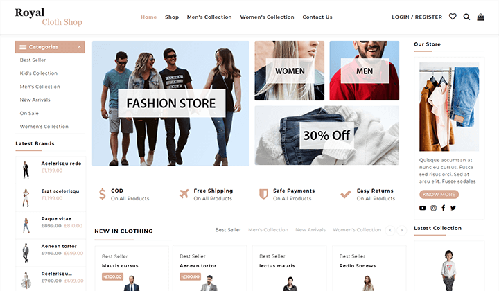 11+ Tienda de prendas de vestir Temas de WooCommerce para WordPress 13 royal cloth shop