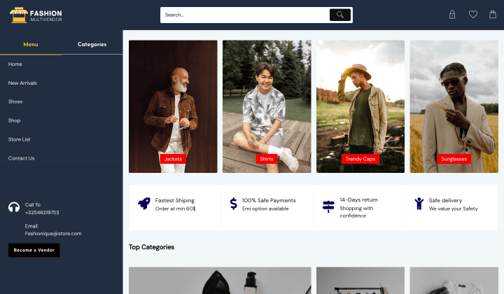Store de 11+ Temas de WooCommerce para WordPress 7 Fashion Multivendor