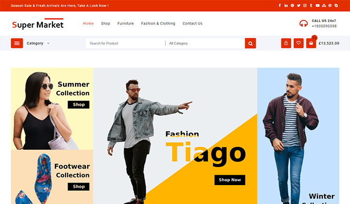 11+ Temas de prendas de vestir para prendas de vestir para WordPress 12 Supermarket WordPress theme