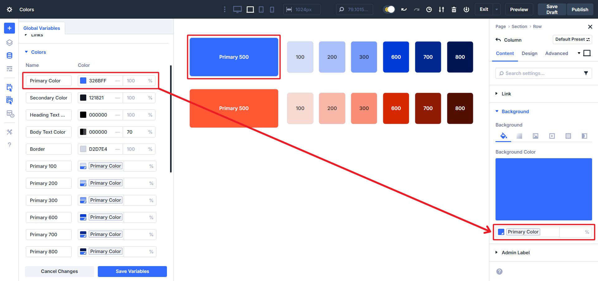 Divi 5の一次色の例