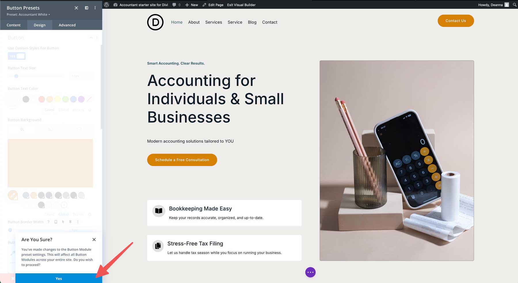 Accountant Starter Site für Divi